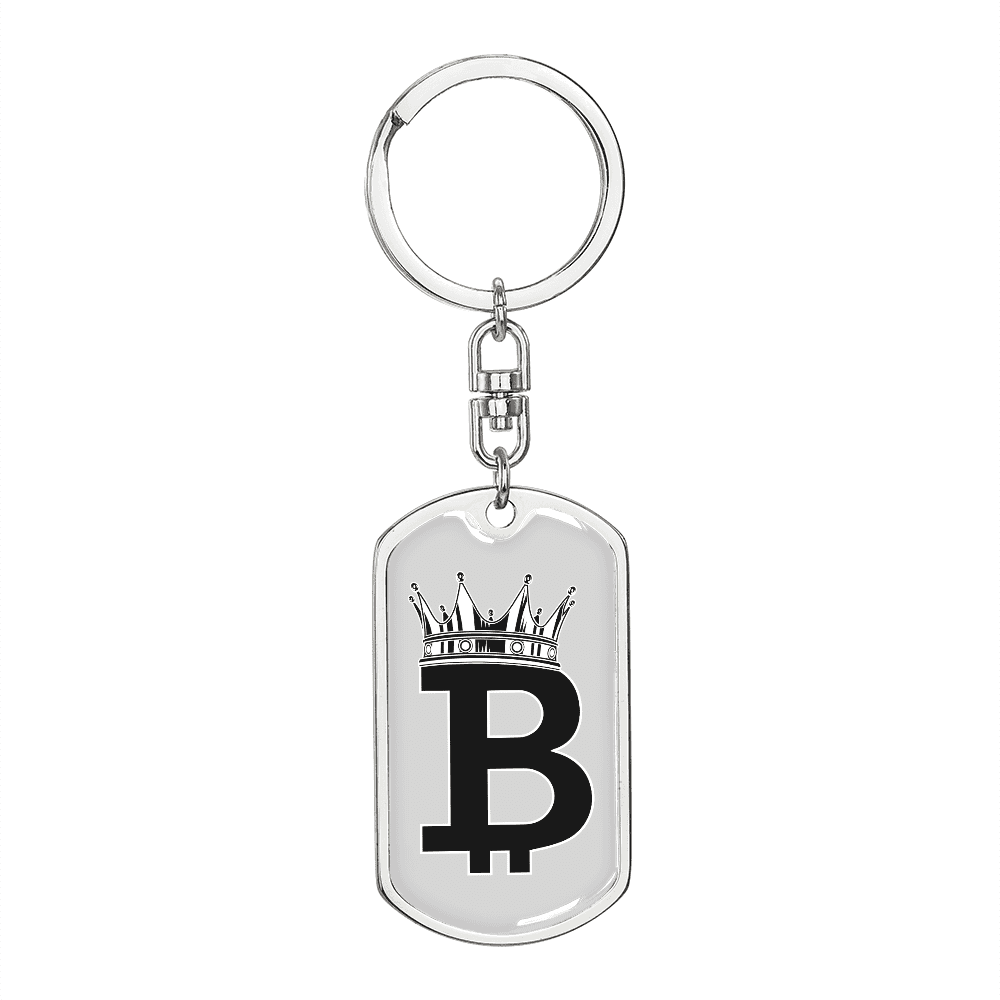 Bitcoin Crown Crypto Stainless Steel or 18k Gold Premium Swivel Dog Tag  Keychain - Walmart.com