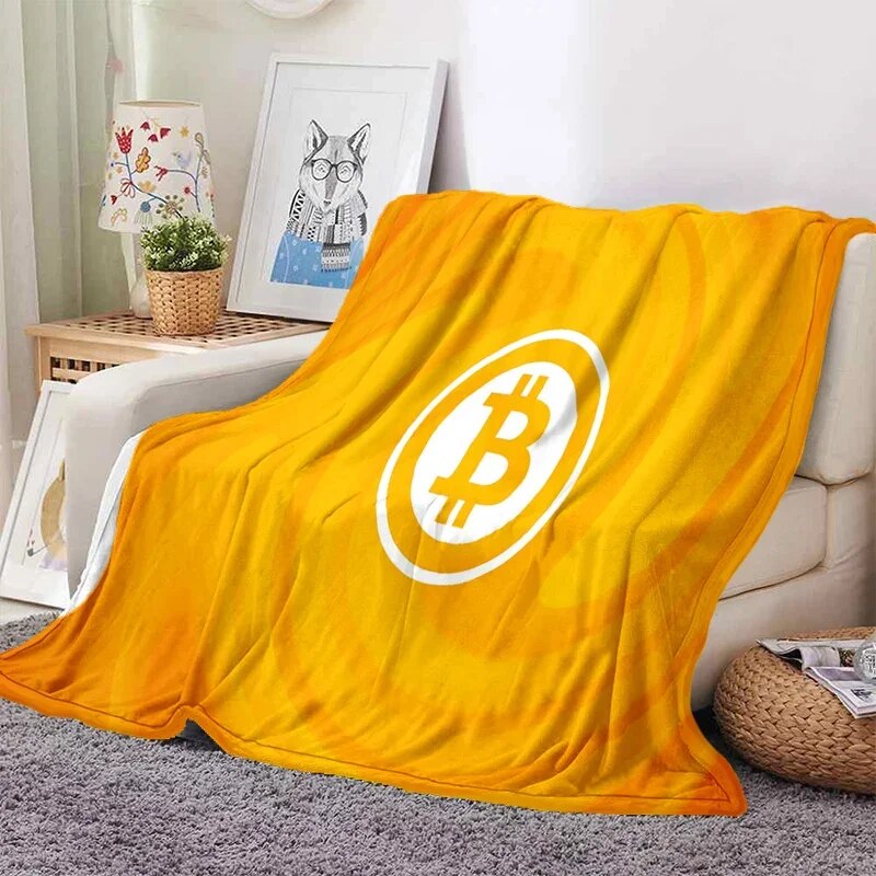 Bitcoin Flannel Throw Blanket Cartoon Printed for Bed Sofa Couch Living ...