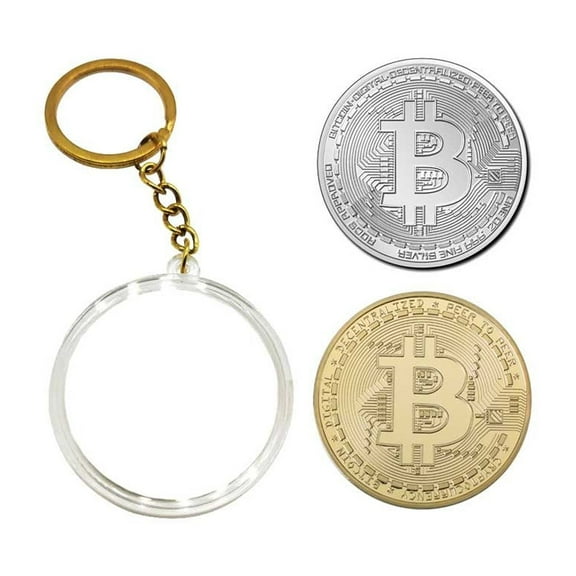 Bitcoin Gold & Silver Gift Set Collectors Edition 40mm Coin Includes a Keychain