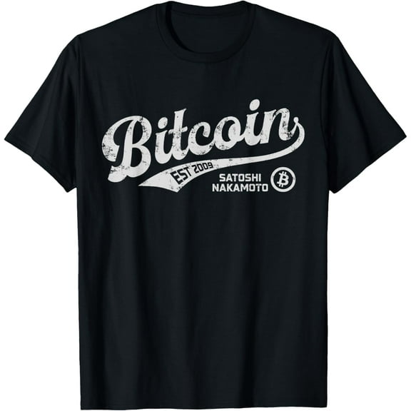 Bitcoin Logo BTC Crypto Currency Traders Blockchain Miners T-ShirtMen and women, White Black T-shirt, size: Extra large S-4XL