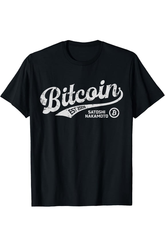 Bitcoin Logo BTC Crypto Currency Traders Blockchain Miners T-ShirtMen and women, White Black T-shirt, size: Extra large S-4XL