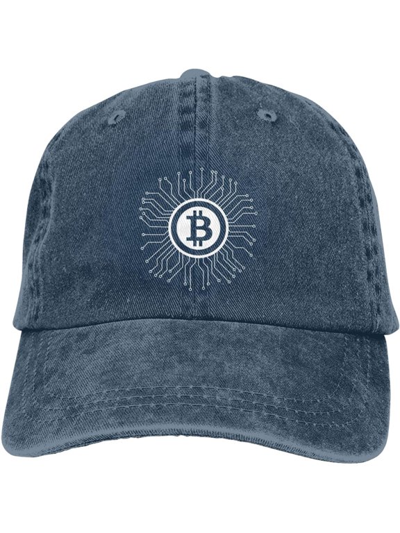 Bitcoin Logo Bitcoin Sign Hat Distressed Cotton Washed Baseball Cap Black Funny Denim Hats Unisex Adjustable