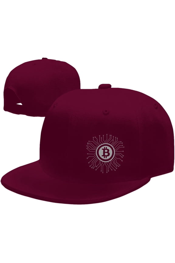Bitcoin Logo Bitcoin Sign Hats for Men Women Flat Bill Brim Dad Hats Adjustable Black Hip Hop Baseball Cap