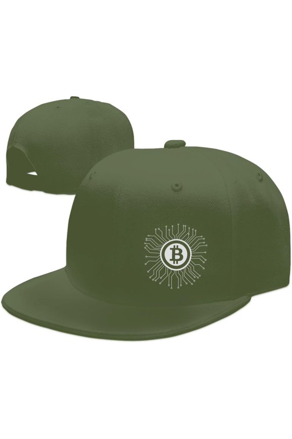 Bitcoin Logo Bitcoin Sign Hats for Men Women Flat Bill Brim Dad Hats Adjustable Black Hip Hop Baseball Cap