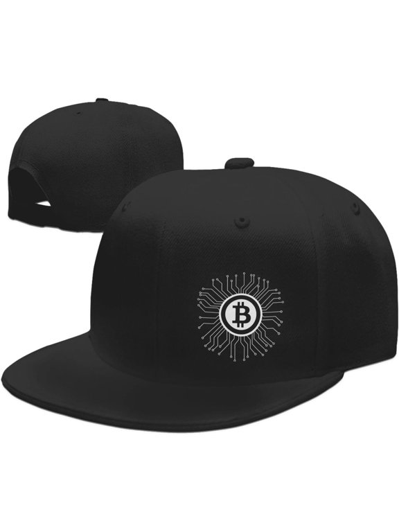 Bitcoin Logo Bitcoin Sign Hats for Men Women Flat Bill Brim Dad Hats Adjustable Black Hip Hop Baseball Cap