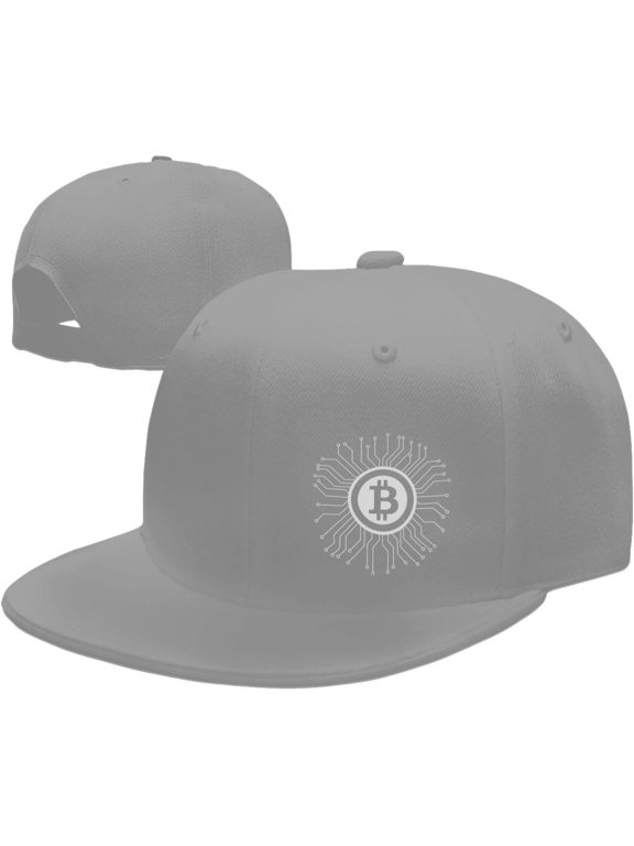 Bitcoin Logo Bitcoin Sign Hats for Men Women Flat Bill Brim Dad Hats Adjustable Black Hip Hop Baseball Cap