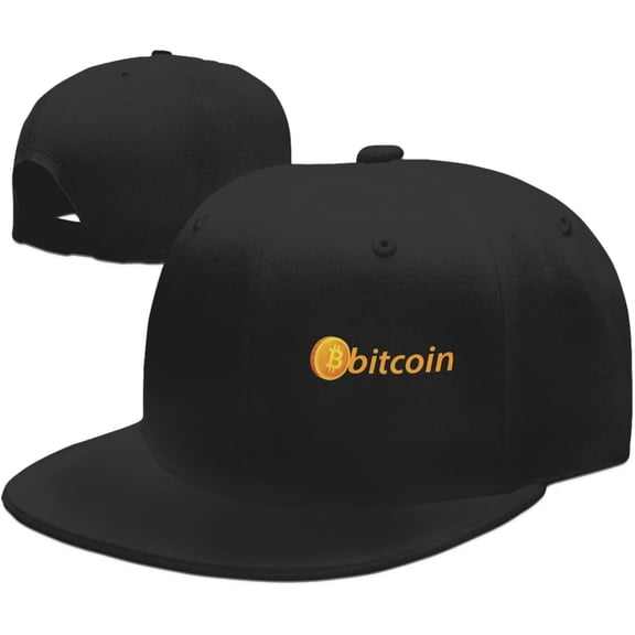 Bitcoin Logo Bitcoin Sign Hats for Men and Women Flat Bill Baseball Cap Adult Adjustable Trucker Black