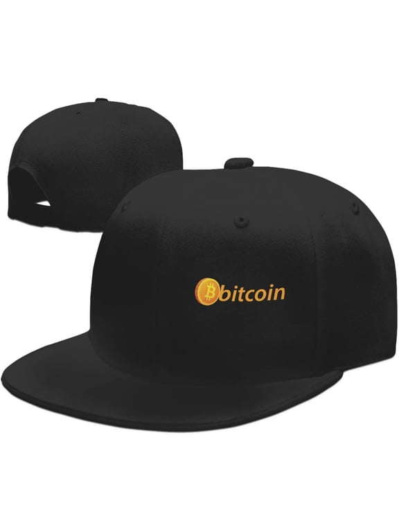 Bitcoin Logo Bitcoin Sign Hats for Men and Women Flat Bill Baseball Cap Adult Adjustable Trucker Black