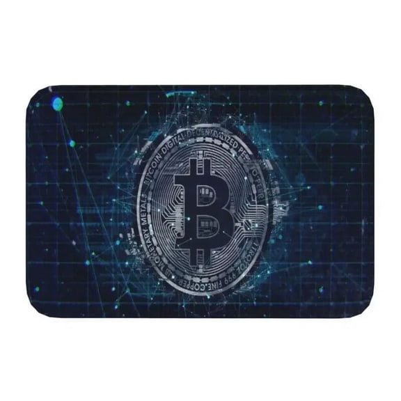Bitcoin Logo Pattern Front Door Floor Entrance Mat BTC Cryptocurrency Blockchain Kitchen Bathroom Doormat Bedroom Carpet Rug