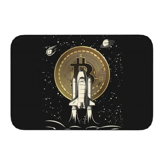 Bitcoin Logo Pattern Front Door Floor Entrance Mat BTC Cryptocurrency Blockchain Kitchen Bathroom Doormat Bedroom Carpet Rug