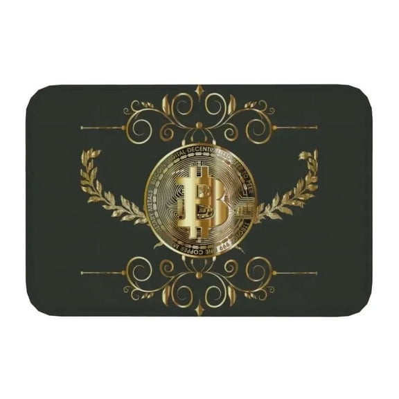 Bitcoin Logo Pattern Front Door Floor Entrance Mat BTC Cryptocurrency Blockchain Kitchen Bathroom Doormat Bedroom Carpet Rug