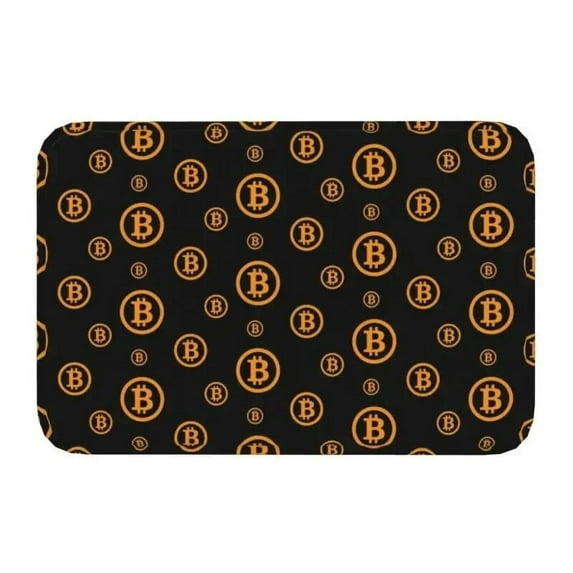 Bitcoin Logo Pattern Front Door Floor Entrance Mat BTC Cryptocurrency Blockchain Kitchen Bathroom Doormat Bedroom Carpet Rug