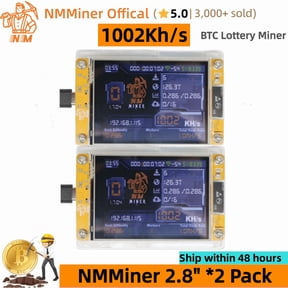 Bitcoin Miner NMMiner 2.8" Screen 1002Kh/s NerdMiner V2 BTC Solo Lottery Miner SHA256 Bitcoin Mining Crypto Lottery Machine Silent Mini BTC Lotto Miner Gift (2 Pack)