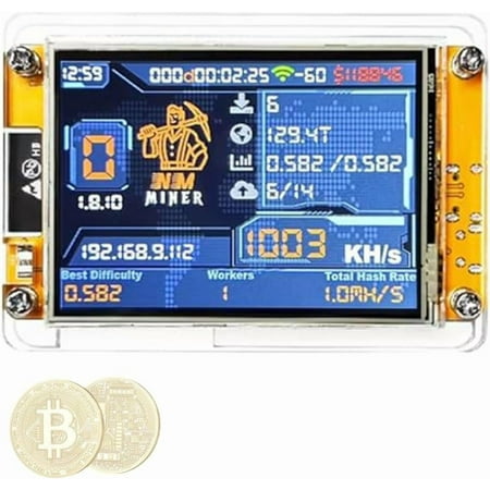 Bitcoin Miner NerdMiner V2 NMMiner ESP-WROOM-32 ESP32 Development Board, 2.8" Smart Display Crypto Lottery Miner Module, Low Power Solo & Pool Mining Device, 1010H/s Hashrate