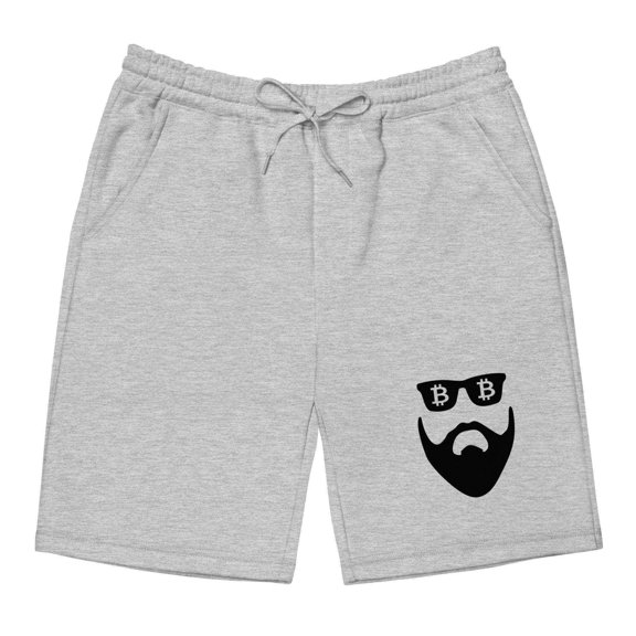 Bitcoin Mustache Face Fleece Shorts