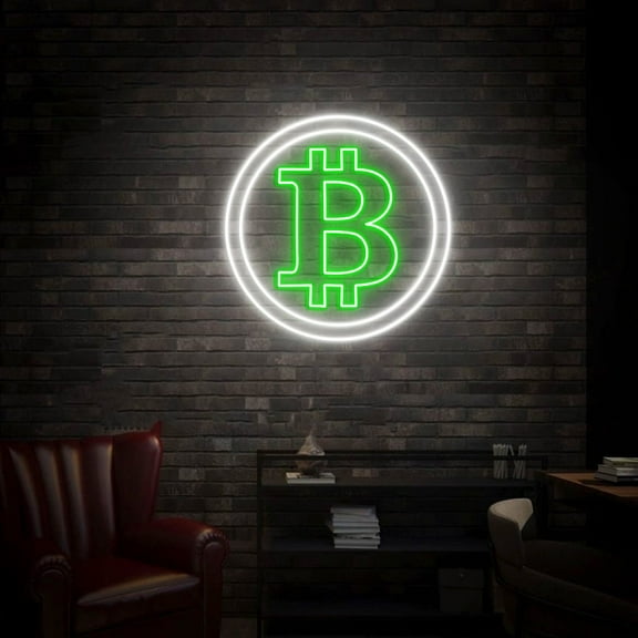 Bitcoin Neon Sign, Momey Neon Sign Decor Gift for Friends Crypto Wall Decor, Bitcoin Art, Bitcoin Business Sign(Green)