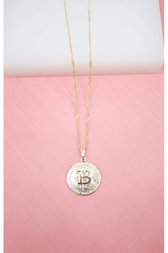 Bitcoin Pendant Dainty Delicate Necklace (G141)