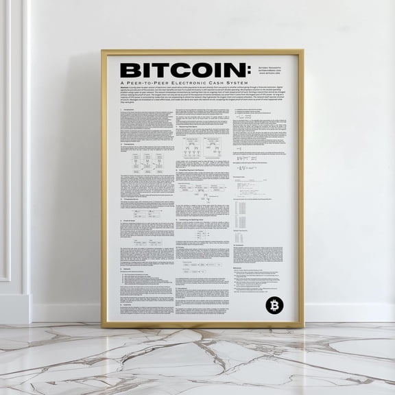 Bitcoin Poster Bitcoin Whitepaper Wall Print Crypto Explanation gift for Investors of Currency