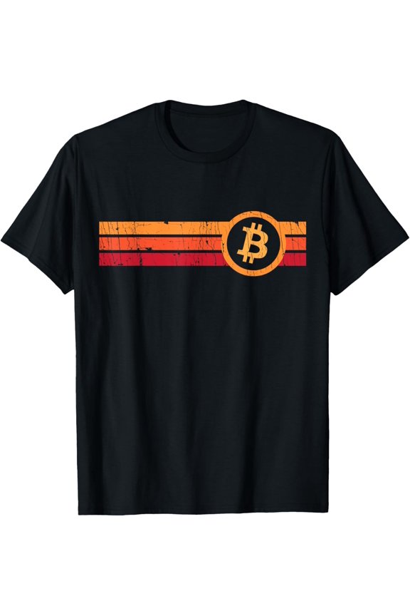 Bitcoin Retro Vintage BTC Logo Crypto Currency Blockchain T-ShirtMen and women, White Black T-shirt, size: Extra large S-4XL