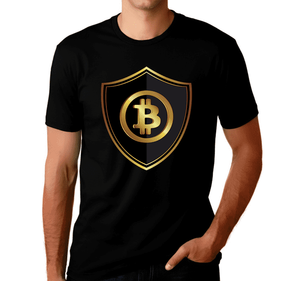 Bitcoin Shirt for Men Bitcoin Logo Mens Crypto Shirt Bitcoin Gift BTC Cryptocurrency Bitcoin Shield