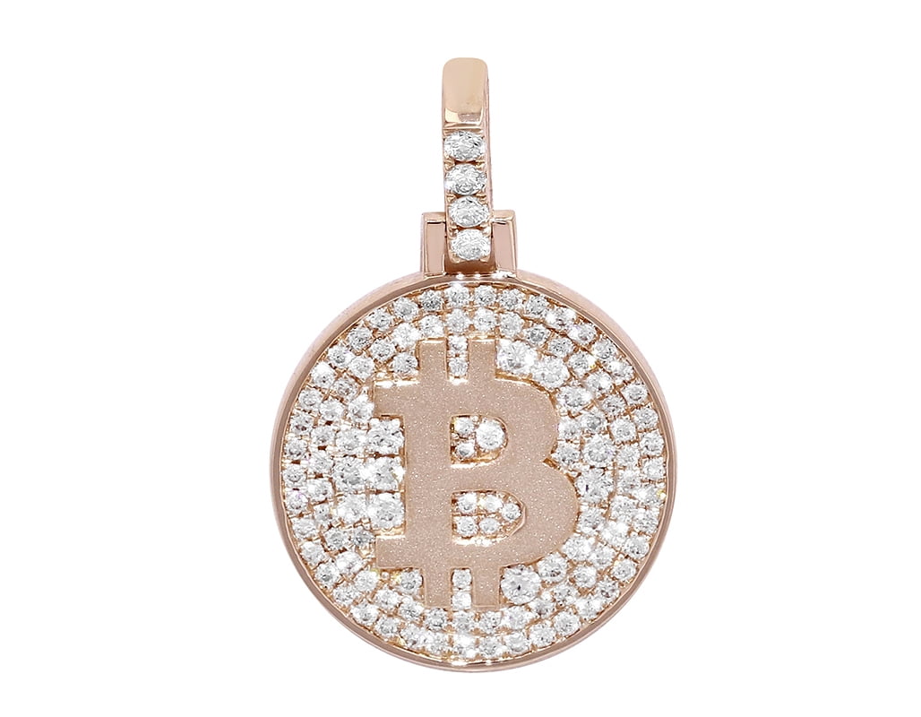 Bitcoin Sign Medallion 0.7CT Diamond Pendant 14K Rose Gold - Walmart.com