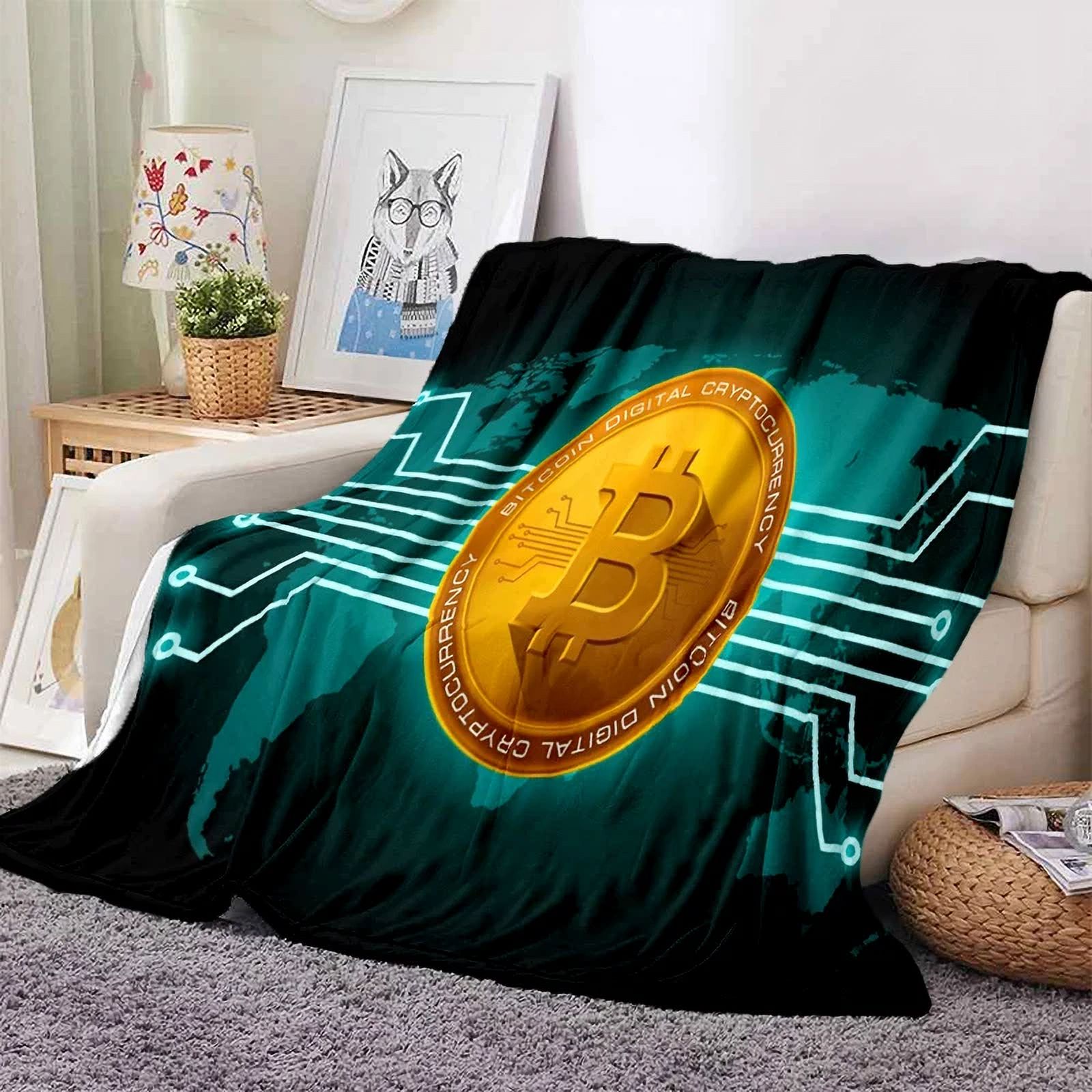 Bitcoin Soft Throw Blanket Game Blanket Bed Throw Blanket Warm Cartoon
