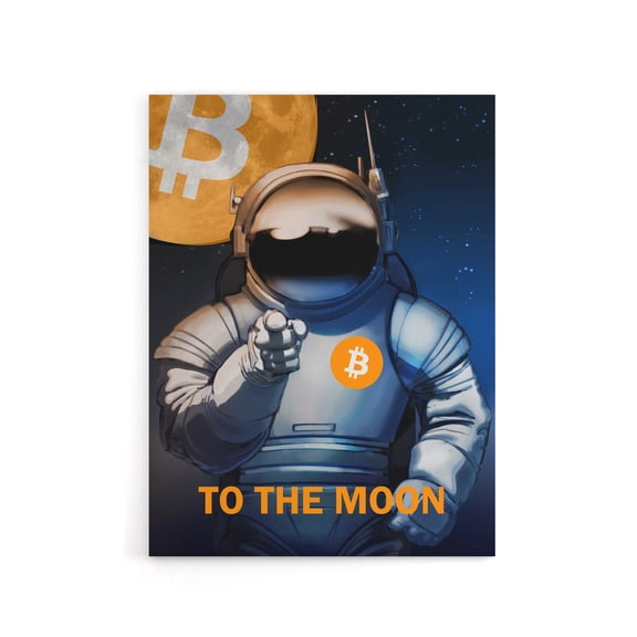 Bitcoin To Moon Crypto Astronaut Canvas Wall Art Print 12X16"