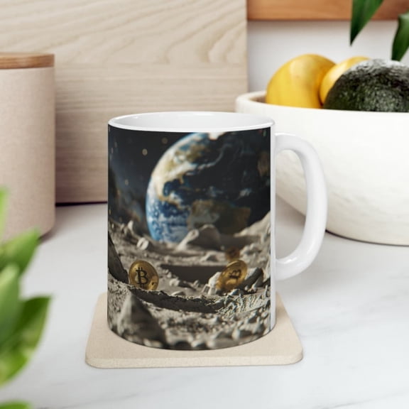 Bitcoin To The Moon Mug, BTC Mug, ETH, Cryptocurrency Mug, Defi Mug, Cool Mug Design, Gift Ideas, Gift Boyfriend, Gift Girlriend.