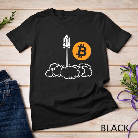 Bitcoin To The Moon Rocket Space Shuttle HODL Pun T-Shirt Unisex T-shirt