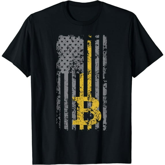 Bitcoin USA Flag Distressed Digital Currency Lover T-Shirt