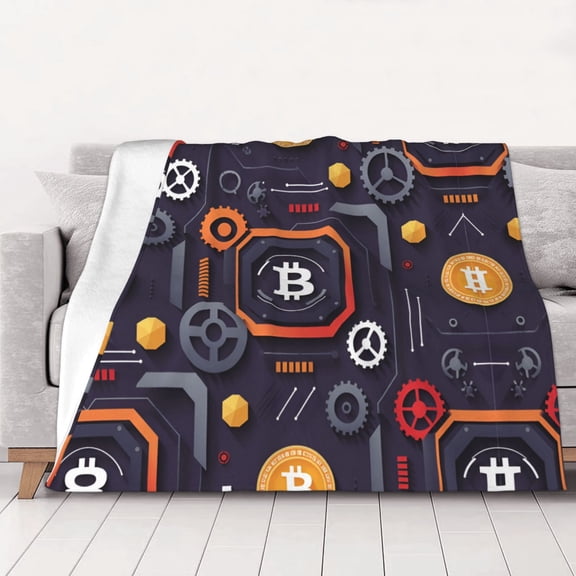 Bitcoin Warm Cozy Plush Throw Blanket for Couch Bed Sofa 80"x60"