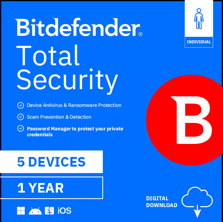 Bitdefender Total Security Individual 5 Devices/1 Yr