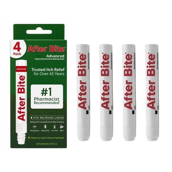 After Bite Advanced Formula - Bug Bite Itch Relief with Sodium Bicarbonate - Ideal for Mosquito Bites, Fire Ant Bites, Bees & More - Portable Pen Applicator - 0.5 oz (4 Pack)