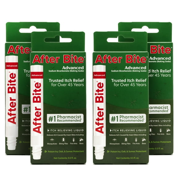 After Bite Advanced Formula - Bug Bite Itch Relief with Sodium Bicarbonate - Ideal for Mosquito Bites, Fire Ant Bites, Bees & More - Portable Pen Applicator - 0.5 oz (4 Pack)