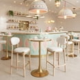 thumbnail image 1 of Bite Bar Table Beige & Gold Bar Table, Modern Style, Faux Terrazzo MDF round shape tabletop, Steel, Indoor Bar, 1 of 2