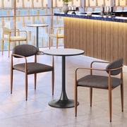 Bite Bistro Table Gray & Black Dining Table, Modern Style, Faux Terrazzo MDF round shape tabletop, Steel, Indoor Dining