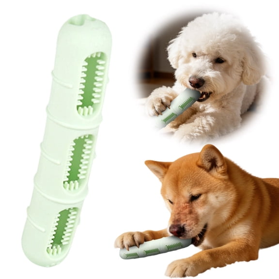 Bite and Brush Dog Chew Toy - Puppy Chew Toy with Bristles for Teeth Cleaning, Interactive Dog Toy for Puppy Teething, Compatible with Most Popular Dog Dental Chews &Treats-green