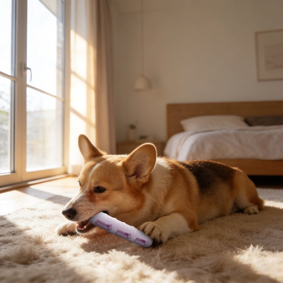 Bite and Brush Dog Chew Toy - Puppy Chew Toy with Bristles for Teeth Cleaning, Interactive Dog Toy for Puppy Teething, Compatible with Most Popular Dog Dental Chews &Treats