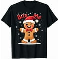 thumbnail image 1 of Bite Me A Funny and Sarcastic Gingerbread Man Gift Unisex T-Shirt, up to Size 5XL, 1 of 2