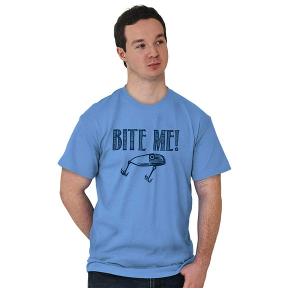 Bite Me Fish Bait Funny Fishing Humor Men's Graphic T Shirt Tees Brisco Brands L