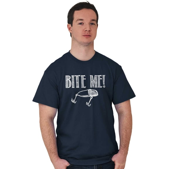 Bite Me Fish Bait Funny Fishing Humor Men's Graphic T Shirt Tees Brisco Brands L