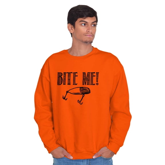 Bite Me Fish Bait Funny Fishing Humor Sweatshirt for Men or Women Brisco Brands L