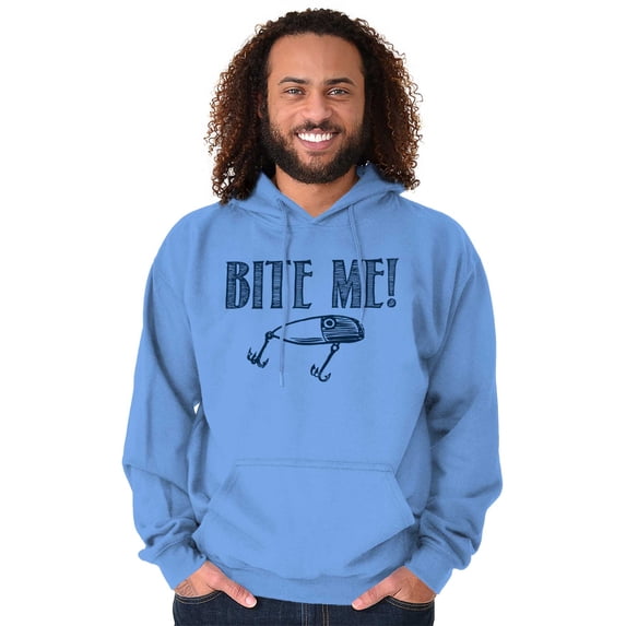 Bite Me Fish Bait Funny Fishing Humor Unisex Plus Fleece Graphic Hoodie Brisco Brands 4X