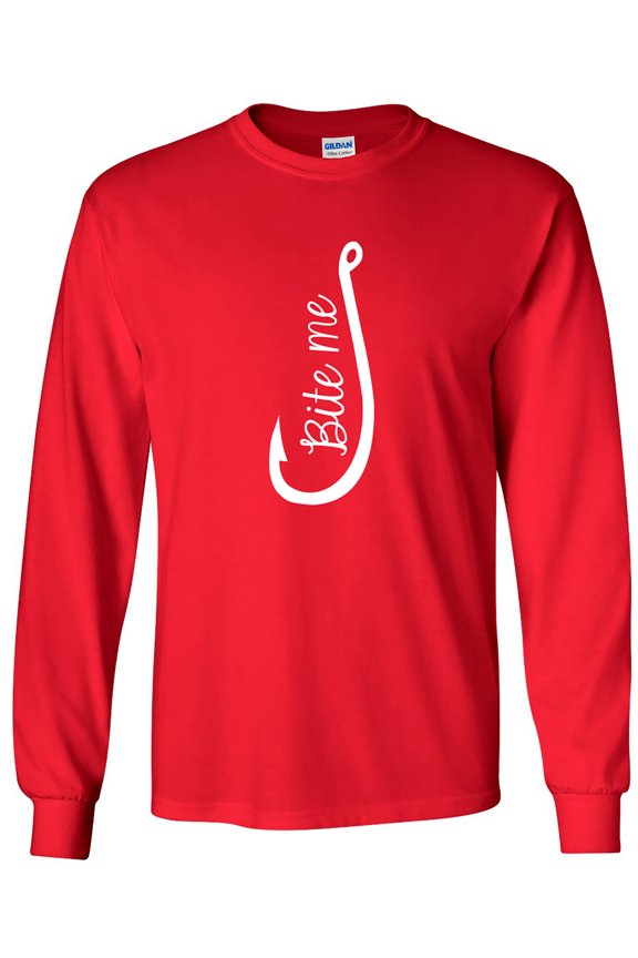 Bite Me Fish Hook Adult Long Sleeve T-shirt