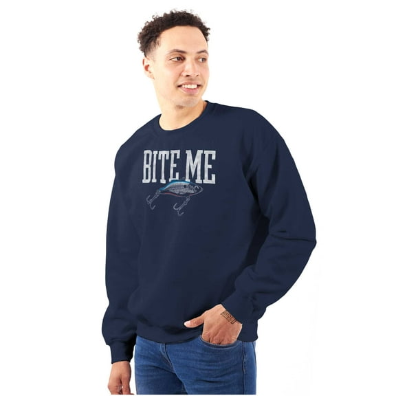 Bite Me Fishing Joking Attitude Humor Unisex Plus Fleece Graphic Sweatshirt Brisco Brands 2X