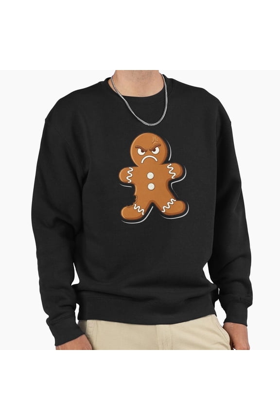 Bite Me Funny Grumpy Gingerbread Man Christmas Graphic Unisex Sweatshirt Retro Pun G17321, Up to Size 5XL