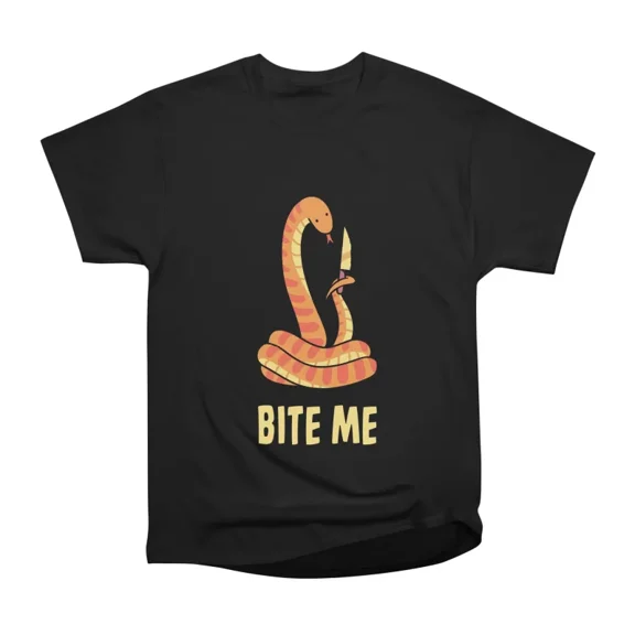Bite Me Funny Snake by Tobe Fonseca T-Shirt Tee Gift For Him Merch For Her Apparel For Fri