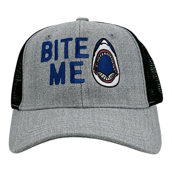 Bite Me Hat Funny Sarcastic Shark Graphic Novelty Cap