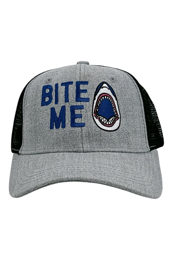 Bite Me Hat Funny Sarcastic Shark Graphic Novelty Cap