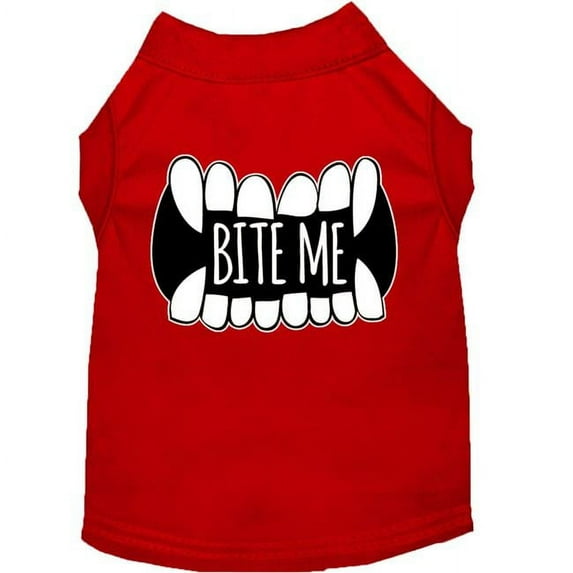 Bite Me Screen Print Dog Shirt, Red - Small